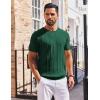 COOFANDY Men’s T- Shirts Short Sleeve Knit Sweater Shirt Casual Crewneck Ribbed Pullover Tees(Deep Green)