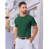 COOFANDY Men’s T- Shirts Short Sleeve Knit Sweater Shirt Casual Crewneck Ribbed Pullover Tees(Deep Green)