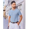 COOFANDY Men’s T- Shirts Short Sleeve Knit Sweater Shirt Casual Crewneck Ribbed Pullover Tees(Denim Blue)