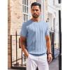 COOFANDY Men’s T- Shirts Short Sleeve Knit Sweater Shirt Casual Crewneck Ribbed Pullover Tees(Denim Blue)
