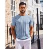COOFANDY Men’s T- Shirts Short Sleeve Knit Sweater Shirt Casual Crewneck Ribbed Pullover Tees(Denim Blue)