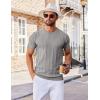 COOFANDY Men’s T- Shirts Short Sleeve Knit Sweater Shirt Casual Crewneck Ribbed Pullover Tees(Grey)