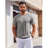 COOFANDY Men’s T- Shirts Short Sleeve Knit Sweater Shirt Casual Crewneck Ribbed Pullover Tees(Grey)