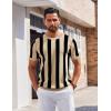 COOFANDY Men’s T- Shirts Short Sleeve Knit Sweater Shirt Casual Crewneck Ribbed Pullover Tees(Khaki – Black Stripes)