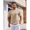 COOFANDY Men’s T- Shirts Short Sleeve Knit Sweater Shirt Casual Crewneck Ribbed Pullover Tees(Khaki)