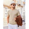 COOFANDY Men’s T- Shirts Short Sleeve Knit Sweater Shirt Casual Crewneck Ribbed Pullover Tees(Khaki)
