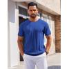 COOFANDY Men’s T- Shirts Short Sleeve Knit Sweater Shirt Casual Crewneck Ribbed Pullover Tees(Klein Blue)