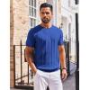 COOFANDY Men’s T- Shirts Short Sleeve Knit Sweater Shirt Casual Crewneck Ribbed Pullover Tees(Klein Blue)