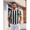 COOFANDY Men’s T- Shirts Short Sleeve Knit Sweater Shirt Casual Crewneck Ribbed Pullover Tees(Light Grey – Black Stripes)