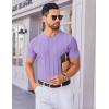 COOFANDY Men’s T- Shirts Short Sleeve Knit Sweater Shirt Casual Crewneck Ribbed Pullover Tees(Lilac)