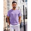 COOFANDY Men’s T- Shirts Short Sleeve Knit Sweater Shirt Casual Crewneck Ribbed Pullover Tees(Lilac)
