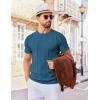COOFANDY Men’s T- Shirts Short Sleeve Knit Sweater Shirt Casual Crewneck Ribbed Pullover Tees(Peacock Blue)