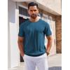 COOFANDY Men’s T- Shirts Short Sleeve Knit Sweater Shirt Casual Crewneck Ribbed Pullover Tees(Peacock Blue)