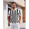 COOFANDY Men’s T- Shirts Short Sleeve Knit Sweater Shirt Casual Crewneck Ribbed Pullover Tees(White – Black Stripes)