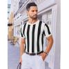 COOFANDY Men’s T- Shirts Short Sleeve Knit Sweater Shirt Casual Crewneck Ribbed Pullover Tees(White – Black Stripes)