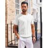 COOFANDY Men’s T- Shirts Short Sleeve Knit Sweater Shirt Casual Crewneck Ribbed Pullover Tees(White)
