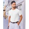 COOFANDY Men’s T- Shirts Short Sleeve Knit Sweater Shirt Casual Crewneck Ribbed Pullover Tees(White)