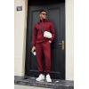 COOFANDY Men’s Tracksuit 2 Piece Quarter Zip Sweatsuit Sets Casual Athletic Running Jogging Suits(Wine Red)