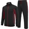 COOFANDY Men’s Tracksuits 2 Piece Athletic Track Suit Jogging Casual Sweatsuits Warm Running Zip Up Sports Set Outfits(Black+wine Red)