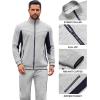 COOFANDY Men’s Tracksuits 2 Piece Athletic Track Suit Jogging Casual Sweatsuits Warm Running Zip Up Sports Set Outfits(Light Grey+navy Blue)
