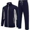 COOFANDY Men’s Tracksuits 2 Piece Athletic Track Suit Jogging Casual Sweatsuits Warm Running Zip Up Sports Set Outfits(Navy Blue+light Grey)