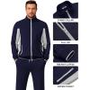 COOFANDY Men’s Tracksuits 2 Piece Athletic Track Suit Jogging Casual Sweatsuits Warm Running Zip Up Sports Set Outfits(Navy Blue+light Grey)