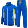 COOFANDY Men’s Tracksuits 2 Piece Athletic Track Suit Jogging Casual Sweatsuits Warm Running Zip Up Sports Set Outfits(Royal Blue+green)