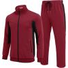 COOFANDY Men’s Tracksuits 2 Piece Athletic Track Suit Jogging Casual Sweatsuits Warm Running Zip Up Sports Set Outfits(Wine Red+black)