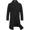 COOFANDY Mens Trench Coat Long Casual Single Brested Overcoat Winter Notched Collar Wool Blend Pea coat With Pockets(Black)