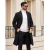COOFANDY Mens Trench Coat Long Casual Single Brested Overcoat Winter Notched Collar Wool Blend Pea coat With Pockets(Black)