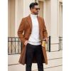 COOFANDY Mens Trench Coat Long Casual Single Brested Overcoat Winter Notched Collar Wool Blend Pea coat With Pockets(Brown)