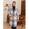 COOFANDY Mens Trench Coat Long Casual Single Brested Overcoat Winter Notched Collar Wool Blend Pea coat With Pockets(Grey Plaid)