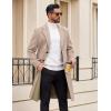 COOFANDY Mens Trench Coat Long Casual Single Brested Overcoat Winter Notched Collar Wool Blend Pea coat With Pockets(Khaki)