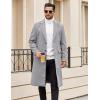 COOFANDY Mens Trench Coat Long Casual Single Brested Overcoat Winter Notched Collar Wool Blend Pea coat With Pockets(Light Grey)