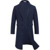 COOFANDY Mens Trench Coat Long Casual Single Brested Overcoat Winter Notched Collar Wool Blend Pea coat With Pockets(Navy Blue)