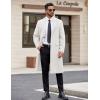 COOFANDY Mens Trench Coat Long Casual Single Brested Overcoat Winter Notched Collar Wool Blend Pea coat With Pockets(White)