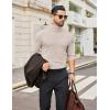 COOFANDY Mens Turtleneck Shirts Slim Fit Shirt Tops Lightweight Pullover Thermal Sweater Casual Long Sleeve Shirt(Almond)