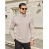 COOFANDY Mens Turtleneck Shirts Slim Fit Shirt Tops Lightweight Pullover Thermal Sweater Casual Long Sleeve Shirt(Almond)