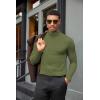 COOFANDY Mens Turtleneck Shirts Slim Fit Shirt Tops Lightweight Pullover Thermal Sweater Casual Long Sleeve Shirt(Army Green)
