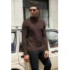 COOFANDY Mens Turtleneck Shirts Slim Fit Shirt Tops Lightweight Pullover Thermal Sweater Casual Long Sleeve Shirt(Dark Brown)