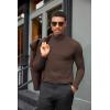 COOFANDY Mens Turtleneck Shirts Slim Fit Shirt Tops Lightweight Pullover Thermal Sweater Casual Long Sleeve Shirt(Dark Brown)