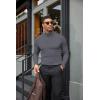 COOFANDY Mens Turtleneck Shirts Slim Fit Shirt Tops Lightweight Pullover Thermal Sweater Casual Long Sleeve Shirt(Dark Grey)