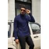 COOFANDY Mens Turtleneck Shirts Slim Fit Shirt Tops Lightweight Pullover Thermal Sweater Casual Long Sleeve Shirt(Dark Navy)