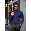 COOFANDY Mens Turtleneck Shirts Slim Fit Shirt Tops Lightweight Pullover Thermal Sweater Casual Long Sleeve Shirt(Dark Navy)