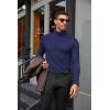 COOFANDY Mens Turtleneck Shirts Slim Fit Shirt Tops Lightweight Pullover Thermal Sweater Casual Long Sleeve Shirt(Dark Navy)