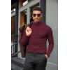 COOFANDY Mens Turtleneck Shirts Slim Fit Shirt Tops Lightweight Pullover Thermal Sweater Casual Long Sleeve Shirt(Dark Red)