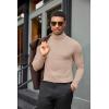 COOFANDY Mens Turtleneck Shirts Slim Fit Shirt Tops Lightweight Pullover Thermal Sweater Casual Long Sleeve Shirt(Khaki)