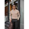 COOFANDY Mens Turtleneck Shirts Slim Fit Shirt Tops Lightweight Pullover Thermal Sweater Casual Long Sleeve Shirt(Khaki)