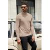 COOFANDY Mens Turtleneck Shirts Slim Fit Shirt Tops Lightweight Pullover Thermal Sweater Casual Long Sleeve Shirt(Khaki)