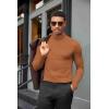 COOFANDY Mens Turtleneck Shirts Slim Fit Shirt Tops Lightweight Pullover Thermal Sweater Casual Long Sleeve Shirt(Light Brown)